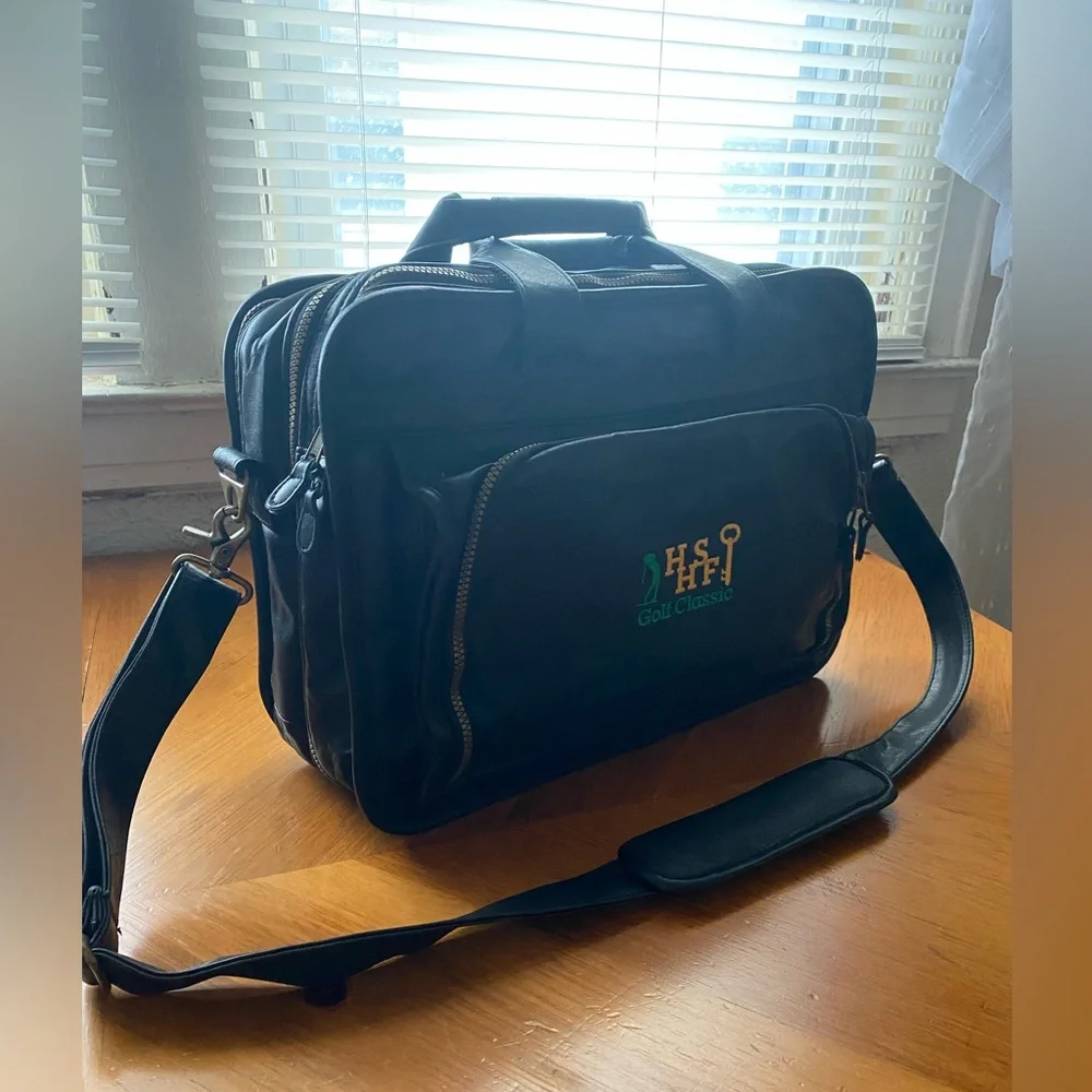 Men’s black leather business briefcase – perfect for office and travel